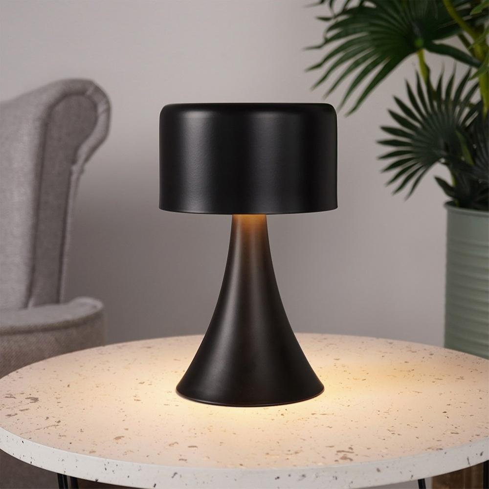Wireless Black Metal LED Table Lamp 20.5cm