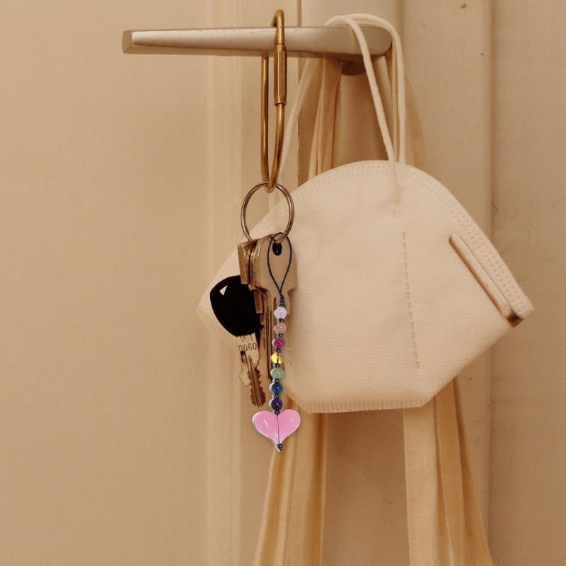 Fashion Heart Bead Keychain Resin Beads Phone Strap Resin Texture for a Modern Look Suitable for Projects and Gifts