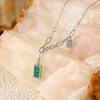 18K Gold-Plated Malachite Green Striped Collarbone Necklace - Small Square INS Style Retro Jewelry