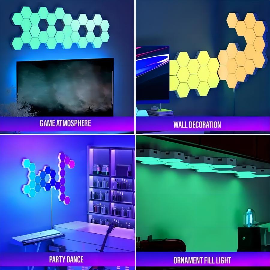 LED Hexagonal Quantum Lamp Smart Wall Panel Light RGBIC RGB Dream Color Smart APP Control  Voice Control Music Sync Work