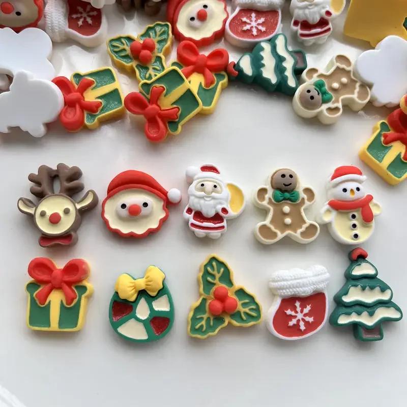 Cute resin Christmas snowflake Collection Cartoon Flat Back Cabochon Scrapbook Kawaii DIY Embellishments Accessories