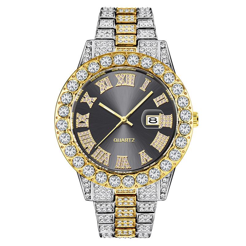 Hip Hop Full Iced Out Mens Watches Modern Quartz Wrist Watches With Micropaved Cubic Zircon Watch For Women Men Jewelry