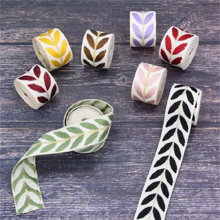 Leaf Decorative Ribbon Roll 1in 25mm Width for Flower Bouquet Gift Wrappings