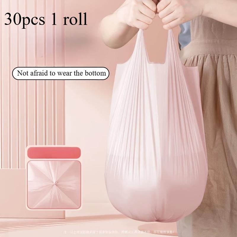 

30pcs Thickened Auto-Lock Drawstring Trash Bags,Compact Roll Design for Kitchen, Bathroom,Office, Bedroom, Living Room рожевий