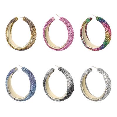 Exaggerate Shiny Rhinestones Big Hoop Earrings for Women Girls Geometric Round Crystal Earrings Bijoux Statement Jewelry Gifts
