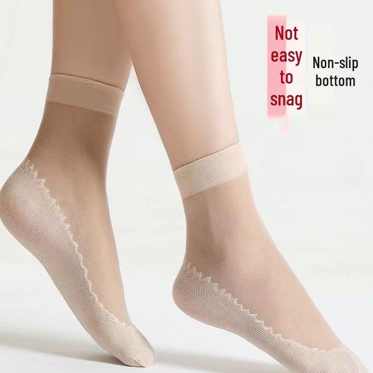 Women's Ultra-Thin Breathable Summer Short Socks: Anti-Snag Cotton Crystal Nude Steel Wire Design