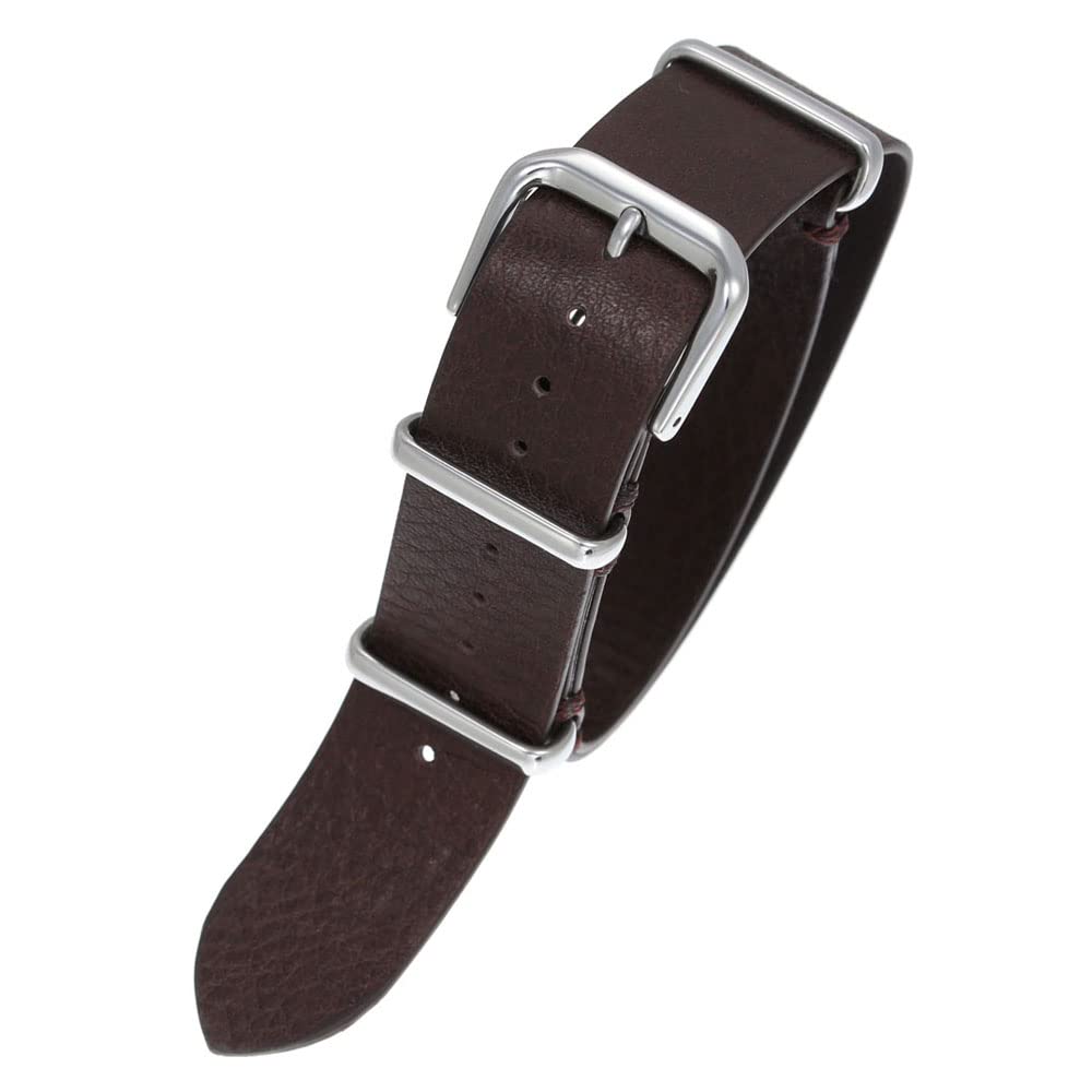 

Ремешок для часов NATO Type Belt, сменный ремешок для часов, итальянский кожаный темно-серебристый ремень NATO, совместимый с шириной ремня 18 мм [MOD] Коричневый/Пряжка