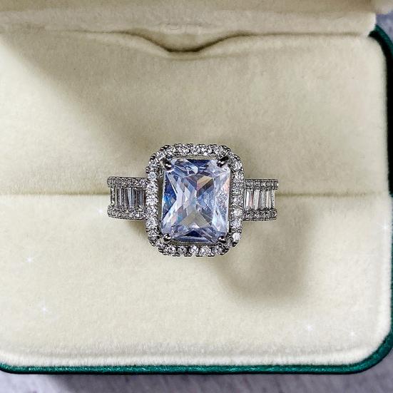 Wedding Band Shining Square Rhinestone Hypoallergenic Geometric Western Style Decorate Accessory Inlay Zircon Wide