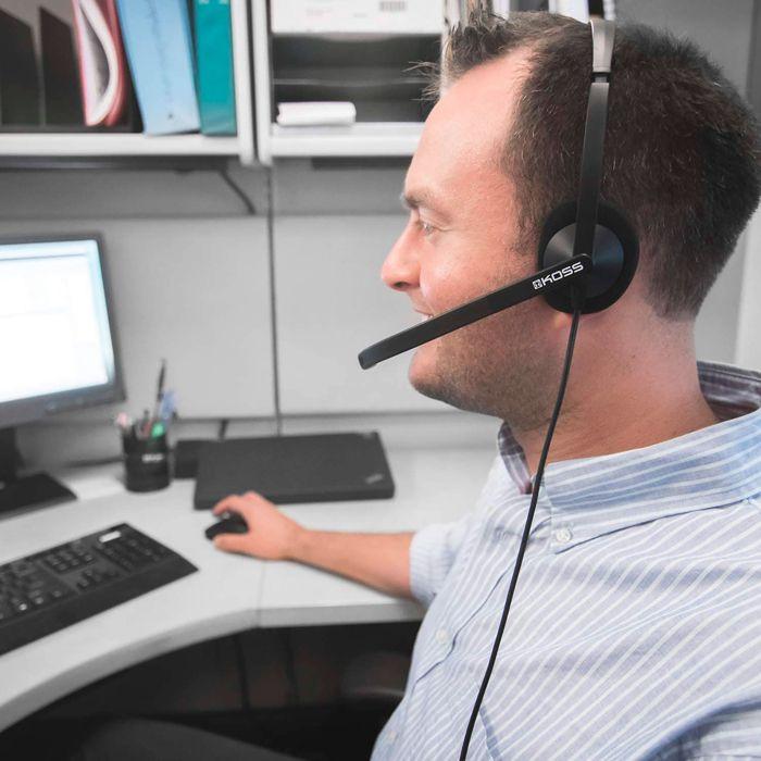 Casque d'Écoute Filaire avec Microphone Anti-bruit pour Bureau Vidéoconférence KOSS CS200i Noir 94324