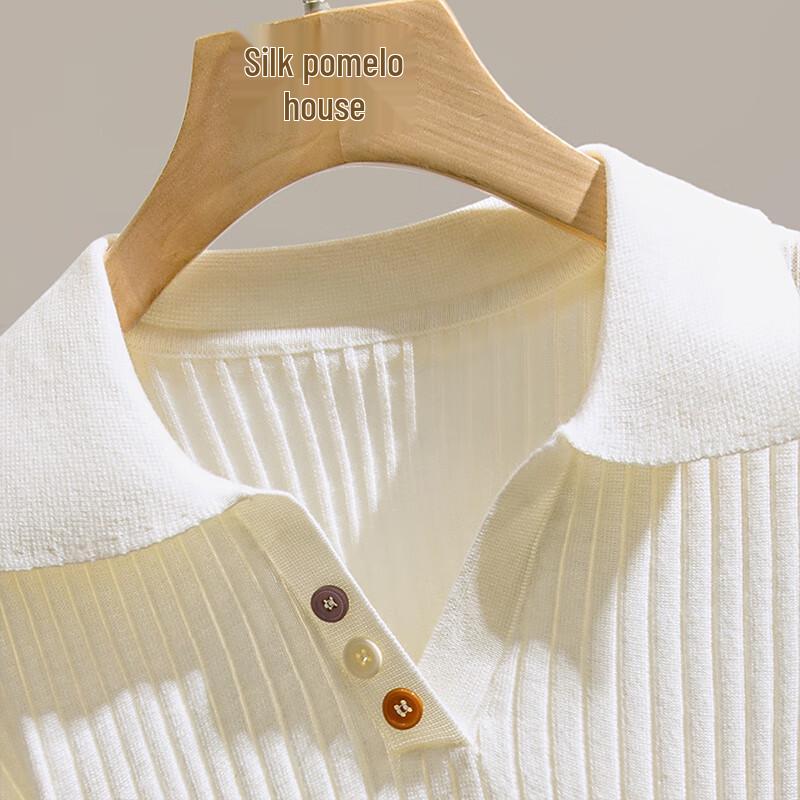 Women's Elegant Short-Sleeved Lapel Knit Top