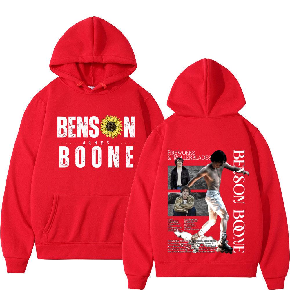 Benson Boone Hoodies Fireworks & Rollerblades 2024 Tour Pullovers Men's Women Fashion Long Sleeve Oversized Sweatshirt Fans Gift
