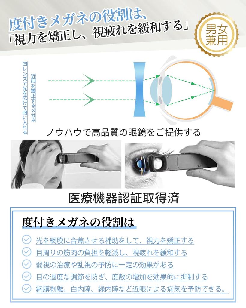 [CEETOL] Prescription Eyeglasses, Titanium Frame, Rust-Resistant, Lightweight, UV Protection, Suitable for Men and Women, for Computer Use (PD64mm, Po