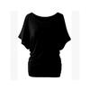 Women's Cold Shoulder Batwing Sleeve T-Shirt Loose Ruched Hem Casual Blouse Plus Size Solid Color Summer Tops