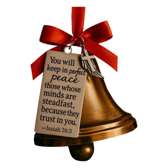 Bible Verses Scripture Christmas Bell Ornament Metal Golden Bell Christmas Tree Decoration Inspirational Bible Verse Bell Religious Ornament