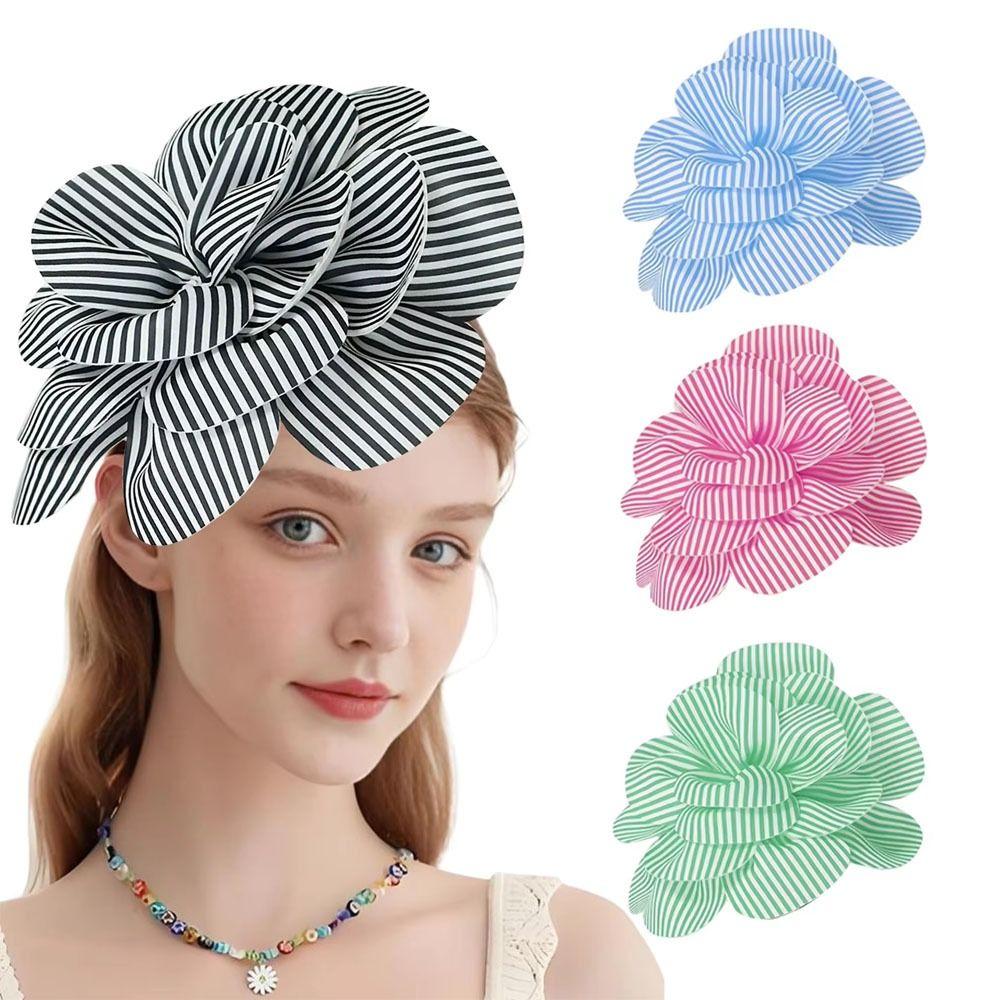 New 27cm Rose Flower Headpiece Multi-layered Handmade Bridal Headband Stripe Corsage Apparel Shoes and Bags