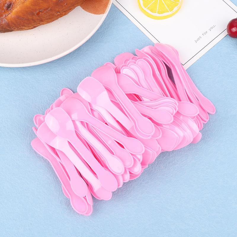 100Pcs Mini Plastic Spoons Flatware Spoons For Jelly Ice Cream Dessert Appetizer Plastic Spoon For Party Supplies4