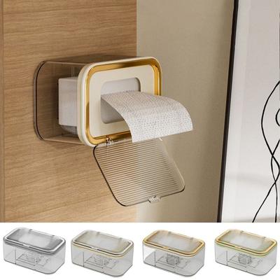 Plastic Wet Wipes Box with Spring Plate Wall Mounted Dustproof Wet Wipes Dispenser Large Capacity Tissue Box Desktop