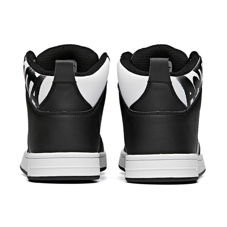 Anta Slip Resistant Abrasion Resistant High top Skateboard Shoes Women's Black White 92648060-2