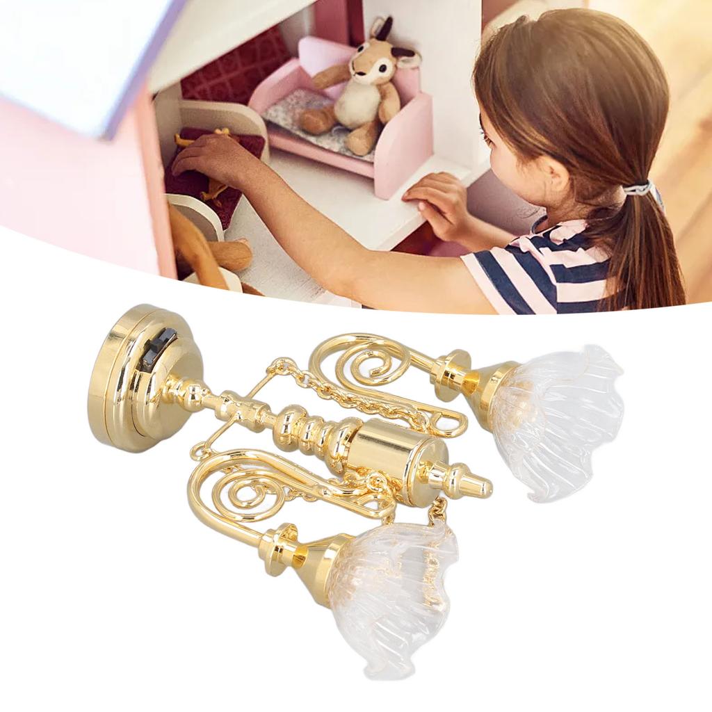 Ceiling Light Multipurpose Retro Exquisite Simulation Innovative Double Hd Flower 1:12 Scale Miniature Ceiling Lamp