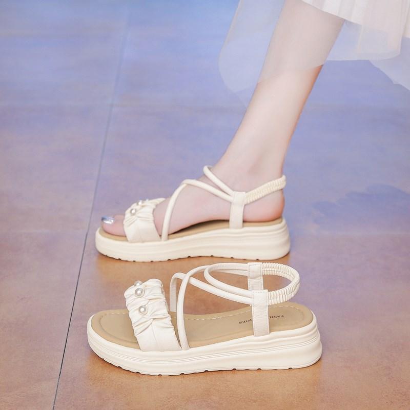 Fashion CRLAYDK Women Comfortable Strap Fashion Dressy Sandals Outdoor Travel Walking Slides Ladies Platform Elastic Band Slippers