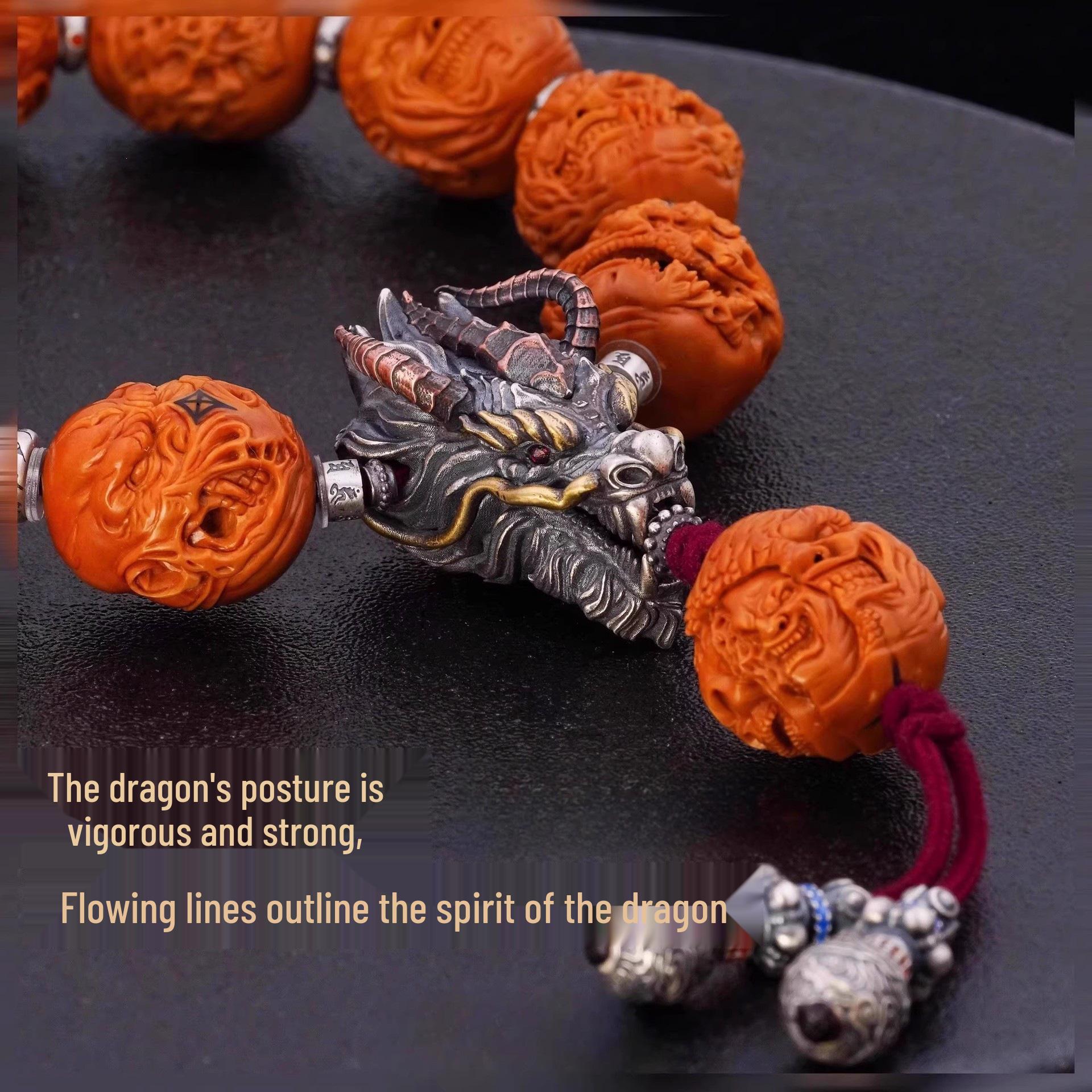 Personalized Imperial Dragon Tibetan Retro Beaded Bracelet with Buddha Head and Vajra Accents DIY Accessories Set