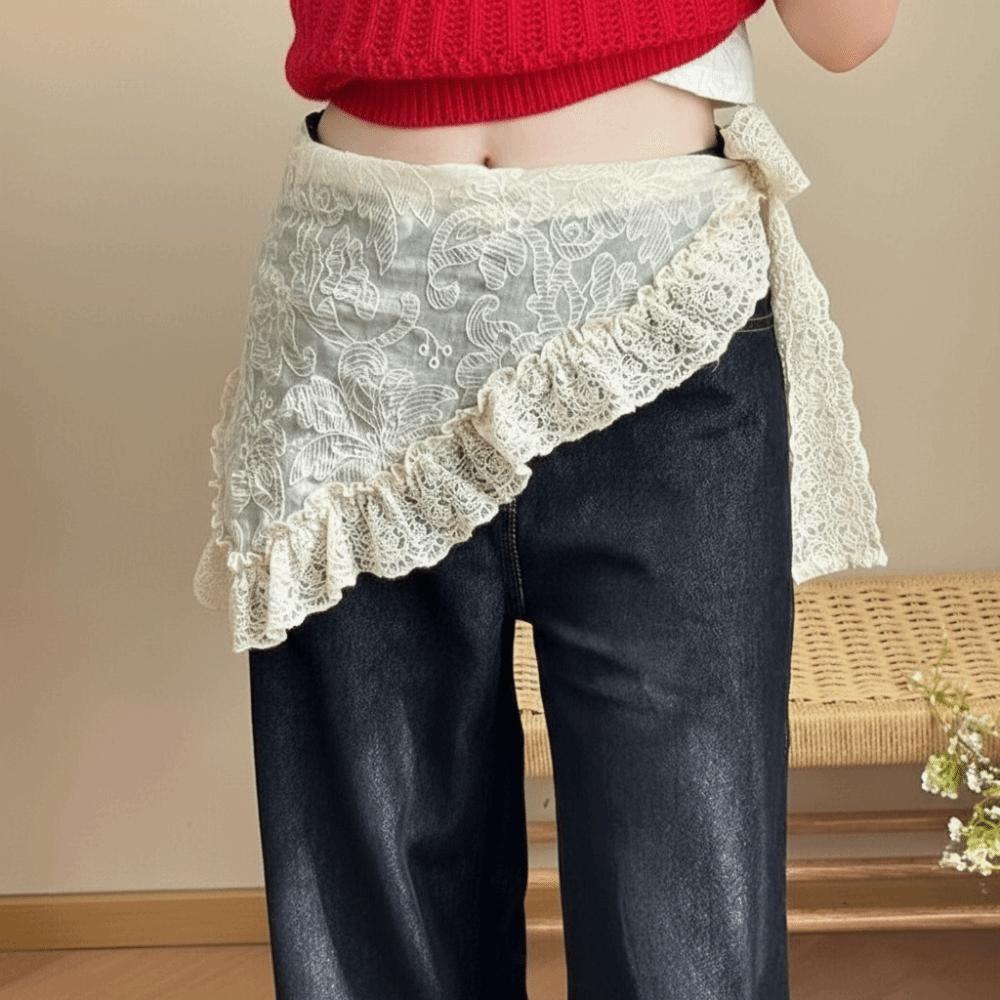 Ethnic Style Lace Headband Embroidered Embroidered Flower Scarves All-match Skirt Curtain  Women