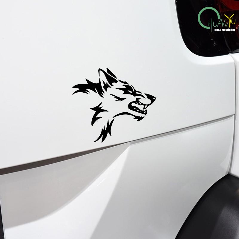 Creative wild beast wolf head car sticker; car and motorcycle bumper  modification decoration reflective sticker
