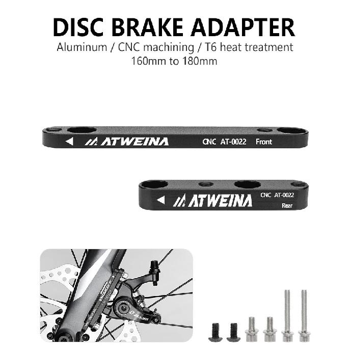 ATWEINA Road Bike Bicycle Disc Brake Aapter Flat Mount CNC Front Rear 180mm Disc Brake Rotor Adapter with Bolts Bicycle Parts