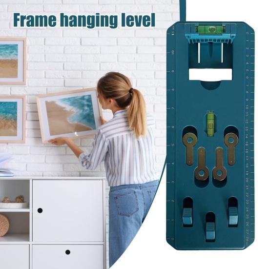 Bildaufhängungs-Set, Verbessertes Bildaufhängewerkzeug mit Wasserwaage, Zum Aufhängen von Sägezahn-/Drahtaufhängern, Schnelles präzises Positionierungs-Wandaufhängungs-Set, Wandaufhänger für