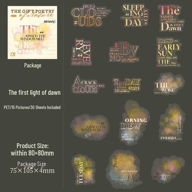 Nature s Gift Poetry Series: Ketchup Girl Watercolor Font Sticker Pack (6 Styles)