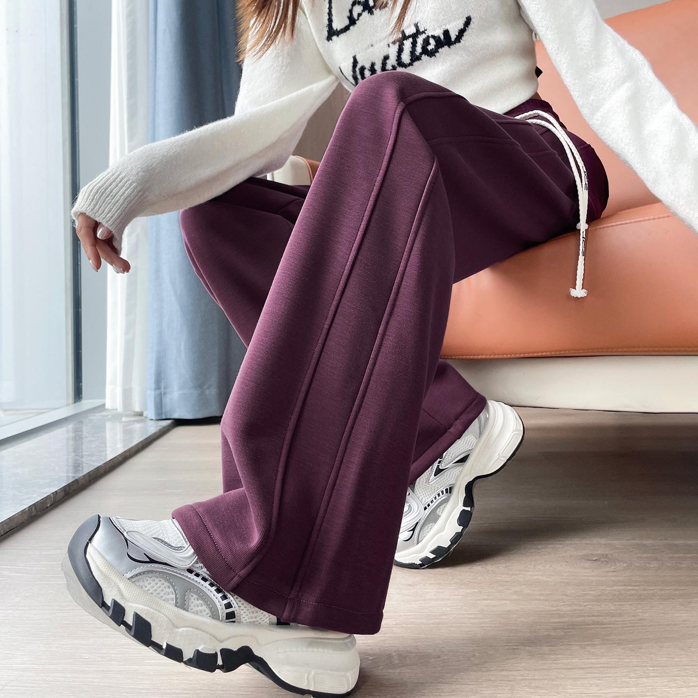 

Женские джоггеры с флисовой подкладкой, зауженные к низу - Осень/Зима 2025, Новые повседневные утепленные спортивные брюки M