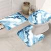 4Pcs Luxurious Blue Marble Shower Curtain Set with Non-Slip Bath Mat, Toilet Lid Cover, Contour Rug & 12 Hooks, Bathroom Decor