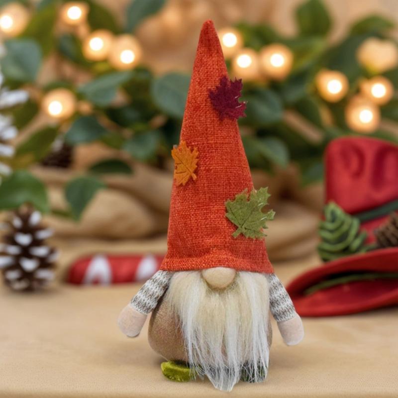 Autumn Maple Gnomes Doll Soft Flannel Fabric Craft Seasonal Display For Mantle Decorations And Gift Giving Decors
