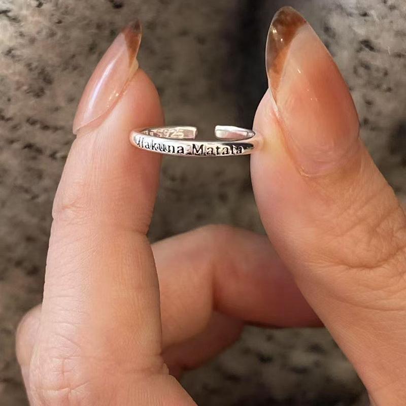 1/2Pcs Geometric Positive Phrases Opening Pinky Ring Light Luxury Adjustable Rings For Women Fashion Jewelry Gift Accessories