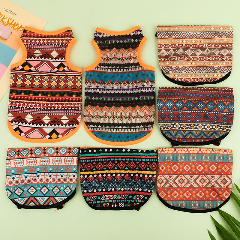 Ethnic Style Summer Short Sleeve Pet Vest for Cats and Small Dogs