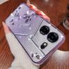 Phone Case For Tecno Pova 5 Pro 5G, Flash Pink Flower Transparent Shock Protection Luxury Diamond Shining Protective Cover