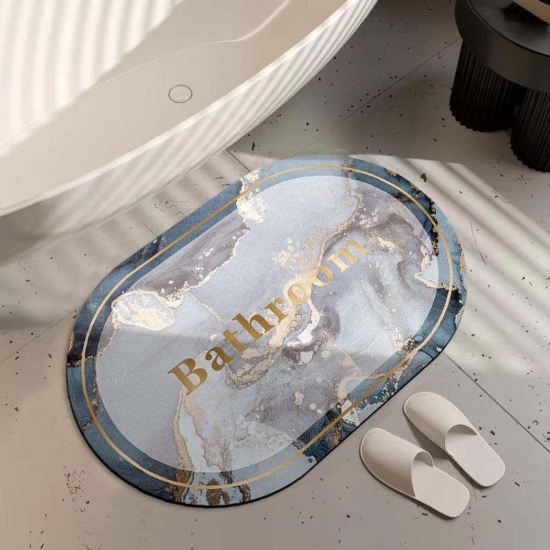 Bathroom Carpet Non-slip Floor Mat Absorbent Diatom Mud Foot Mats Imitation Marble Home Decor Rug for Toilet Shower Area