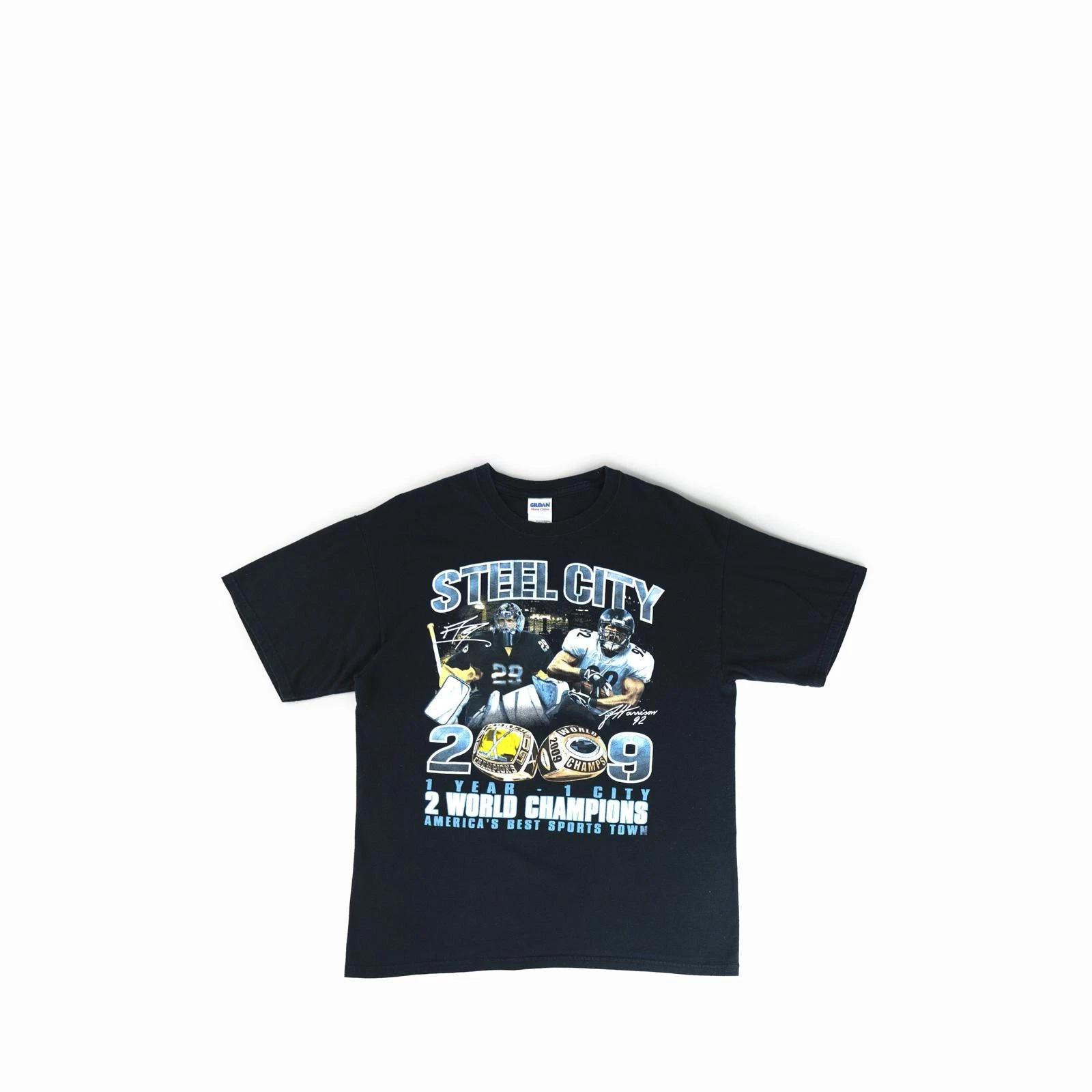 Vintage 2009 Pittsburgh Steel City Champions Tee Shirt Pennsylvania PA Vtg NFL 4XL