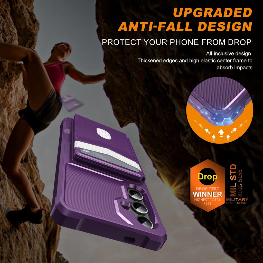 For Samsung Galaxy S25 FE Case RFID Blocking Card Slot Kickstand Leather + TPU Phone Cover