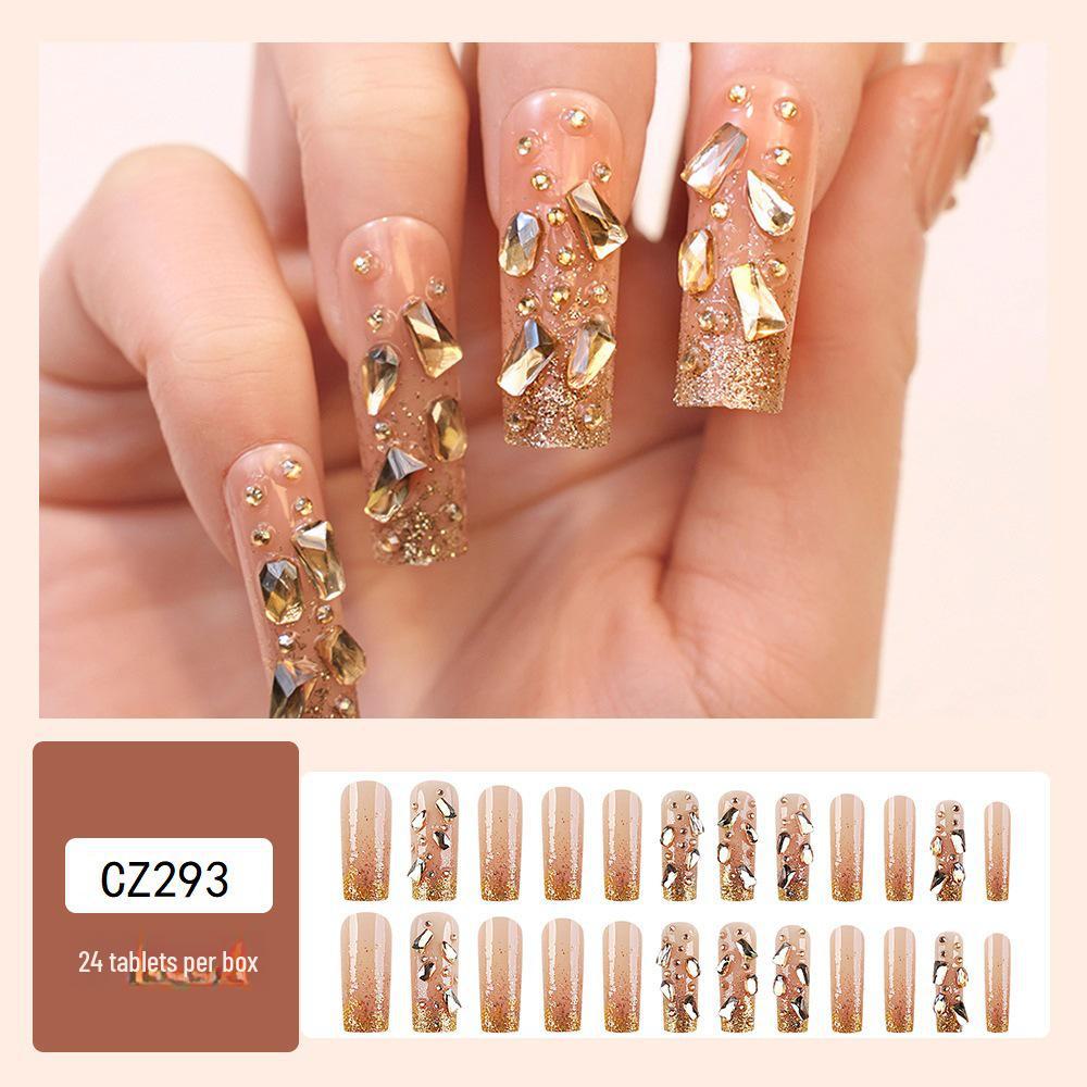 Long T-Point Diamond Jelly Glue False Nails - Press-On Nail Art Tips
