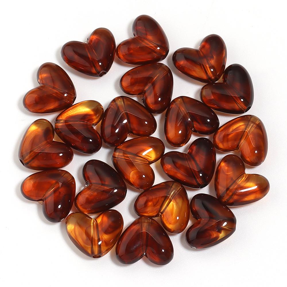 20pcs 14x12mm Double Color Acrylic Heart Beads Love Heart Loose Bead For Jewelry Making DIY Bracelets Necklace Keychain Supplies