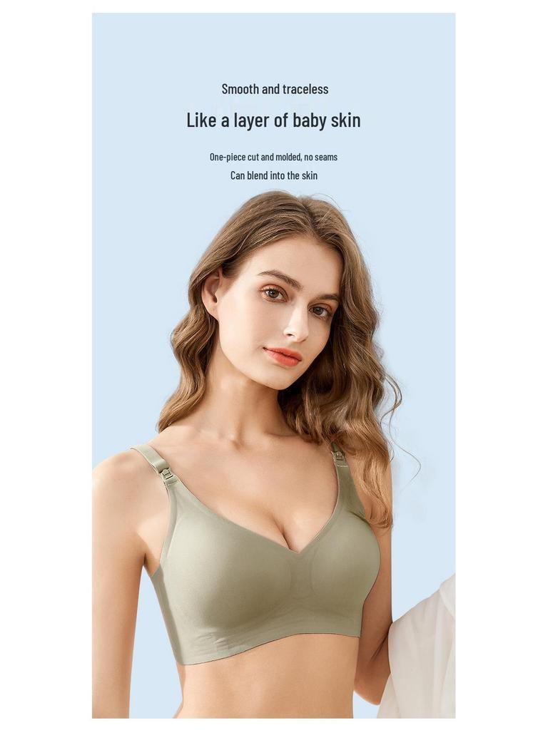 Plus Size Seamless Nursing Bra for Pregnant Women - Adjustable, Wireless, Front-Opening, High-Elastic Gel Support