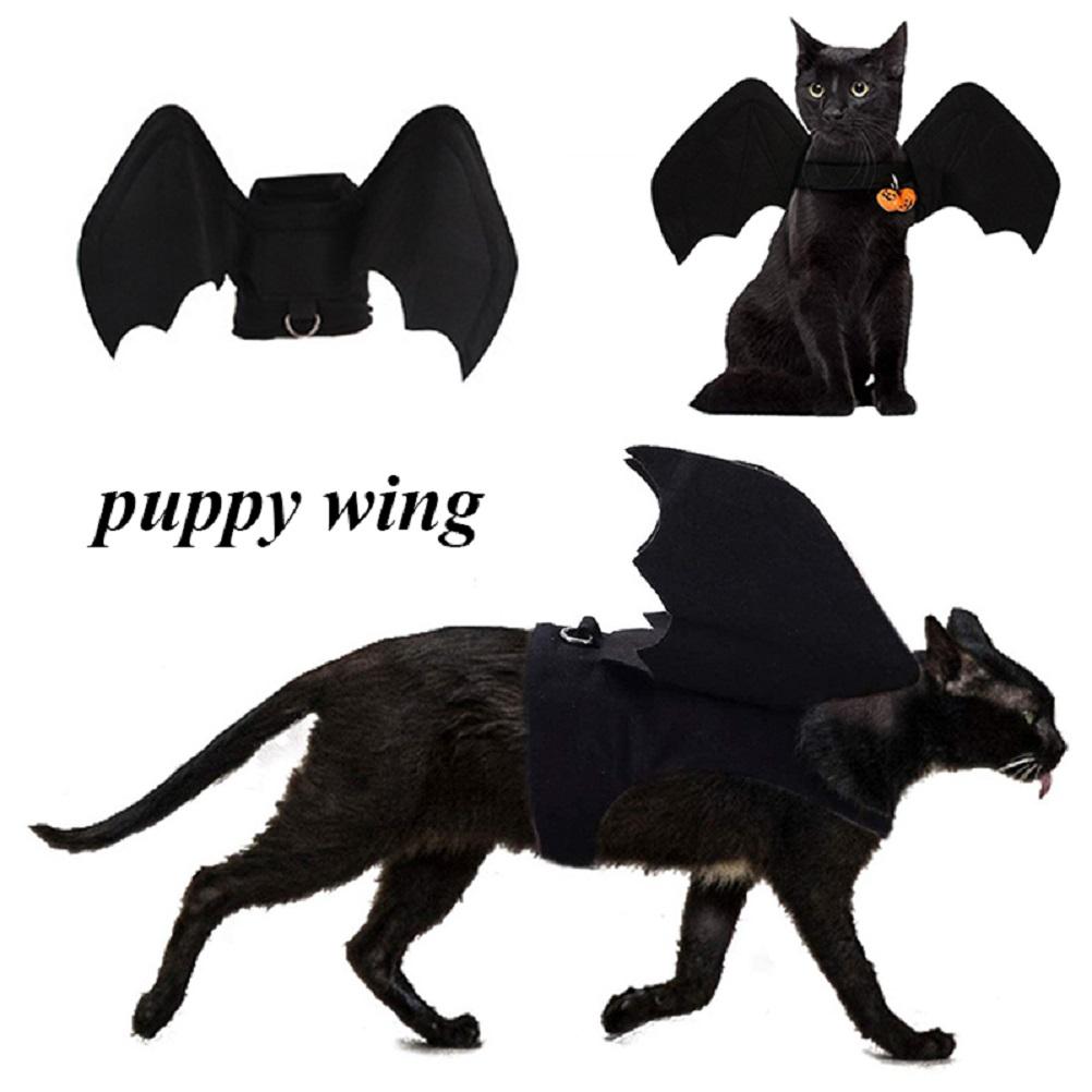 Neue süße Haustierkleidung, schwarzes Fledermaus- und Glockengeschirr, Kostüm, Heimtierbedarf für Katzen und große, mittelgroße