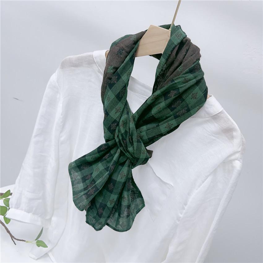 Reiner Baumwoll-Schal mit garngefärbtem Karomuster in über 20 Farben