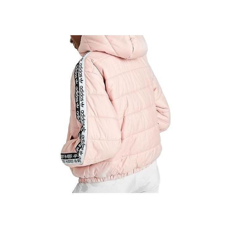 adidas Originals Letter Print Hooded Zip Long Sleeve Jacket Women Jacket Pink FJ6524