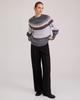 European & American Retro Patchwork Knit Sweater - Autumn/Winter, Round Neck, Long Sleeve