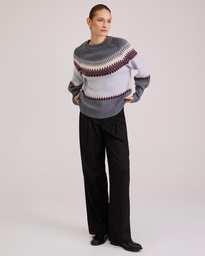 European & American Retro Patchwork Knit Sweater - Autumn/Winter, Round Neck, Long Sleeve