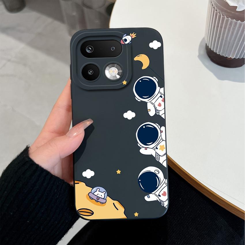 For Oppo Realme 16 15 14 Pro Plus OPPO Reno 15 Pro A6X A83 A79 A78 A96 A95 A94 A93 A92 A91 Phone Case Lovely Astronaut Soft Liquid Silicone Back Cover