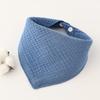 Solid Color Four-Layer Gauze Baby Bib Triangle Scarf with Snap Closure