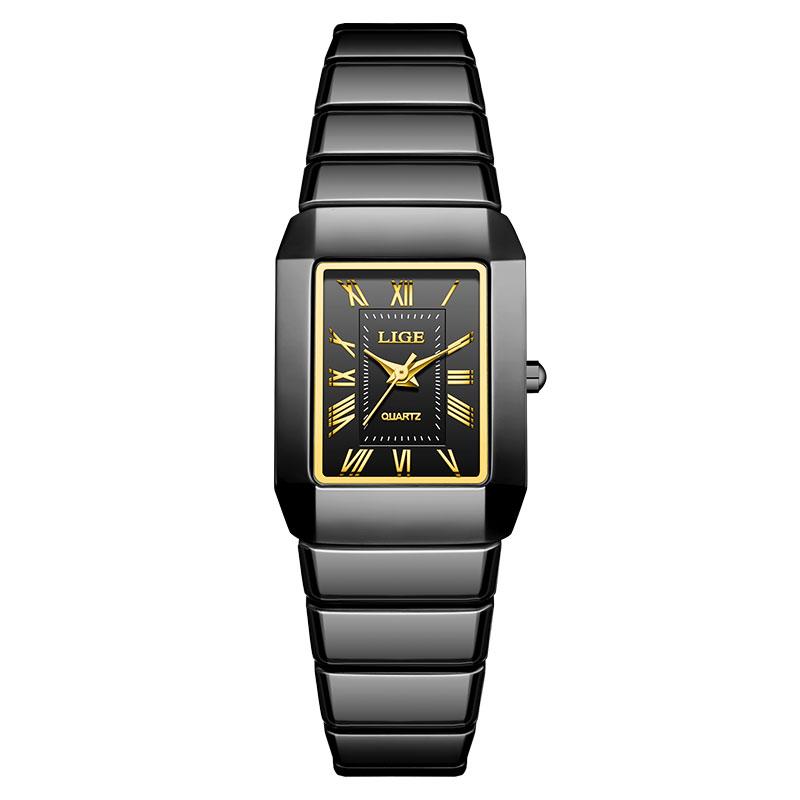 LIGE Fashion Women's Watch Simple Casual Ceramic Waterproof Quartz Watch Women Gift